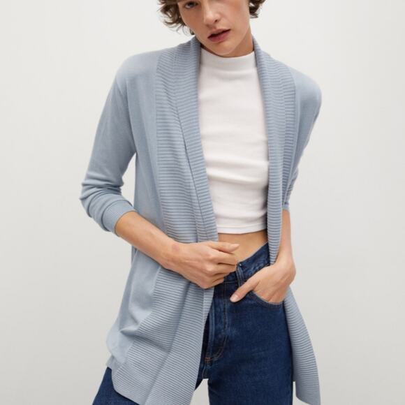 Mango Fine-Knit Cardigan in Blue, Size S - Picture 10 of 10